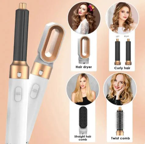 Mandotos 5-in-1 Hair Styler Brush with multiple attachments for styling, curling, and smoothing hair.