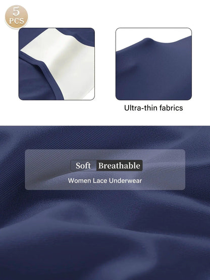 Mandotos 5-pack high waist ice silk triangle panties for women, breathable, scarless design, comfortable summer underwear.