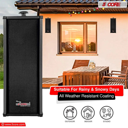 Mandotos 5Core 100W indoor/outdoor stereo speakers with durable design, suitable for outdoor and indoor audio setup.