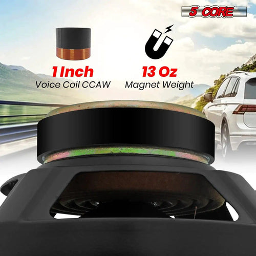 Pair of Mandotos 8-inch 500W peak car subwoofer speakers with 4-ohm impedance, designed for deep bass sound in vehicles.