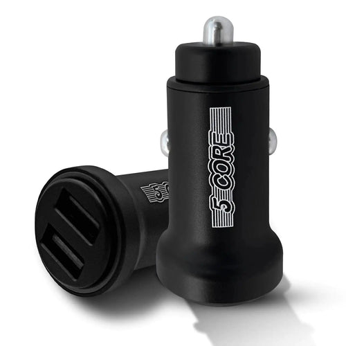 Mandotos 5Core SpeedCharge Car USB-C Adapter plugged into a vehicle's cigarette lighter socket for fast charging.