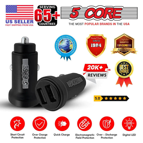 Mandotos 5Core SpeedCharge Car USB-C Adapter plugged into a vehicle's cigarette lighter socket.