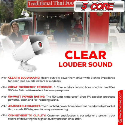 Mandotos 5Core Universal PA Horn Speaker 50W 6x4, black outdoor loudspeaker for public address systems.