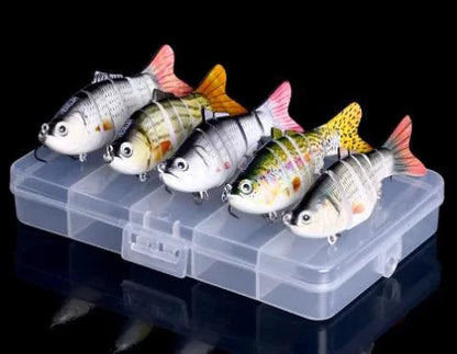 Set of five MANDOTOS Pro Angler Lures in various colors and sizes, designed for fishing enthusiasts and professional anglers.