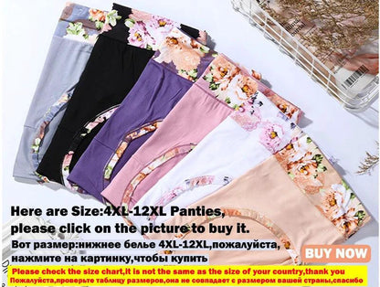 Set of five colorful printed cotton women's panties, plus size briefs with cute designs, comfortable lingerie by MANDOTOS.