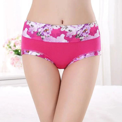 Set of 5 printed cotton women's panties from MANDOTOS, plus size briefs with cute designs, comfortable and sexy underpants for women.