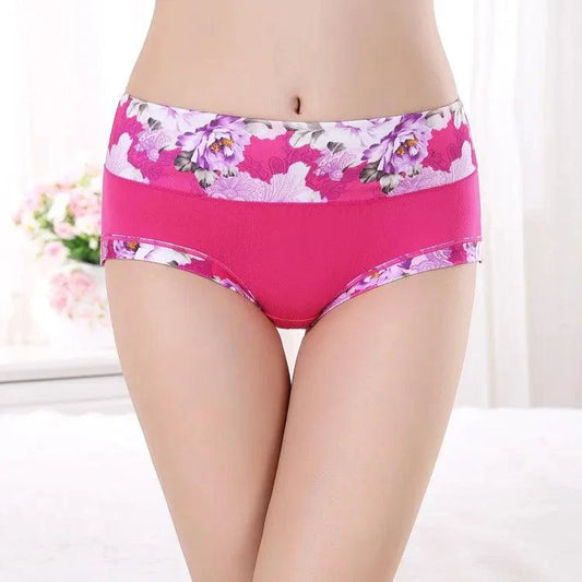 Set of 5 printed cotton women's panties from MANDOTOS, plus size briefs with cute designs, comfortable and sexy underpants for women.