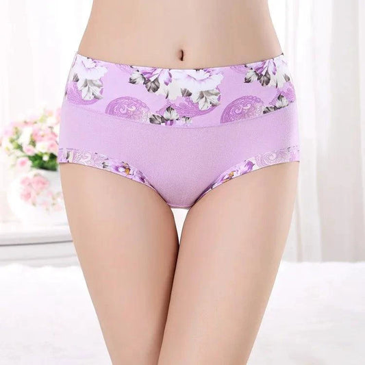 Set of 5 printed cotton women's panties by MANDOTOS, plus size briefs with cute, colorful patterns and comfortable fit.