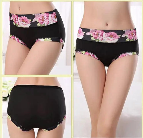 Set of 5 printed cotton women's panties from MANDOTOS, plus size briefs with cute designs and comfortable fit for women.