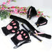 Set of MANDOTOS cat paw winter gloves, cartoon girl open-finger style, with matching fox and cat ear headbands featuring bell accents.