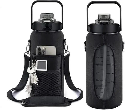 Mandotos 64oz motivational hydration bottle with time markers and durable plastic for easy water drinking.