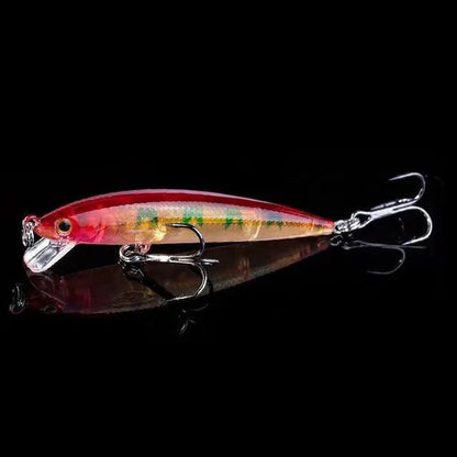 Mandotos 7cm triple-sharp minnow fishing lure with realistic fish design and reflective finish, ideal for freshwater fishing.