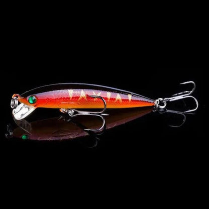 Mandotos 7cm triple-sharp minnow fishing lure with realistic fish design and sharp treble hooks for freshwater fishing.