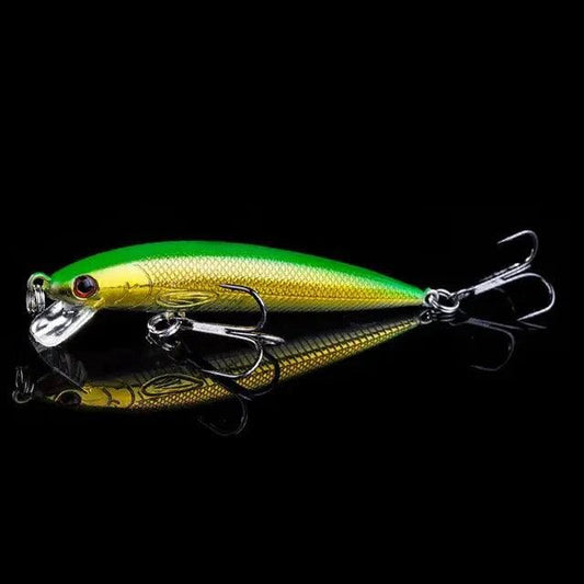 Mandotos 7cm triple-sharp minnow fishing lure with realistic fish design and sharp hooks for freshwater or saltwater fishing.