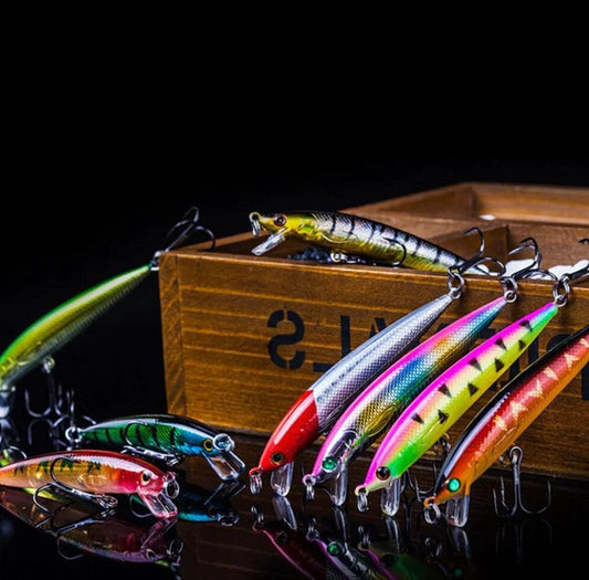 Mandotos 7cm triple-sharp minnow fishing lure with realistic fish design and vibrant colors for freshwater and saltwater fishing.