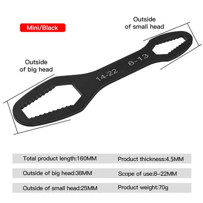 Mandotos 8-22mm universal Torx wrench with self-tightening feature, adjustable double-head spanner for factory hand tool use.