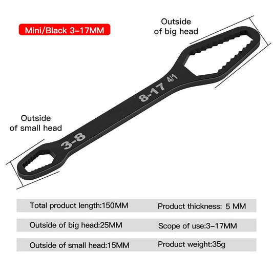 Mandotos 8-22mm universal Torx wrench with self-tightening, adjustable design, double-head spanner for factory hand tool use.