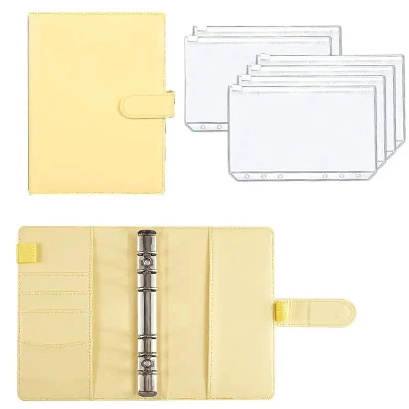 A6 Deluxe Leather Finance Organizer by MANDOTOS with multiple compartments for bills, cards, and receipts in a sleek design.