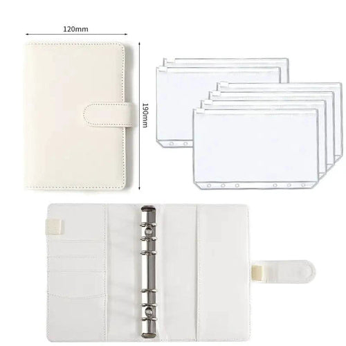 A6 Deluxe Leather Finance Organizer by MANDOTOS with multiple compartments and credit card slots on smooth leather surface.