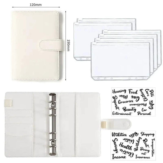 A6 Deluxe Leather Finance Organizer by MANDOTOS with multiple card slots, cash compartments, and sleek black leather design.