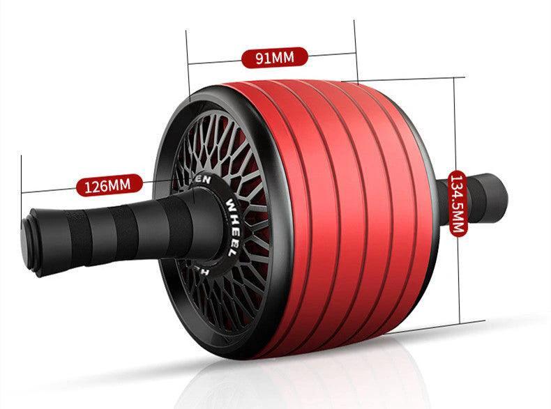 Mandotos ab roller wheel with knee pads for core training, showing a person performing an abdominal roll-out exercise.