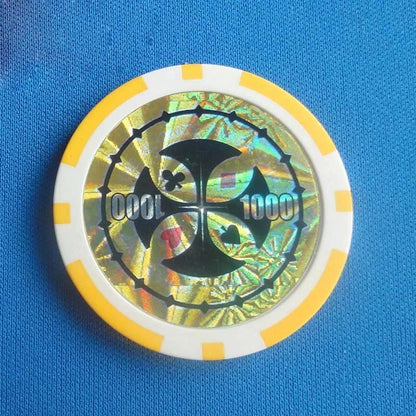 Mandotos ABS plastic high-end two-color poker and baccarat game chips set with detailed design and vibrant colors.