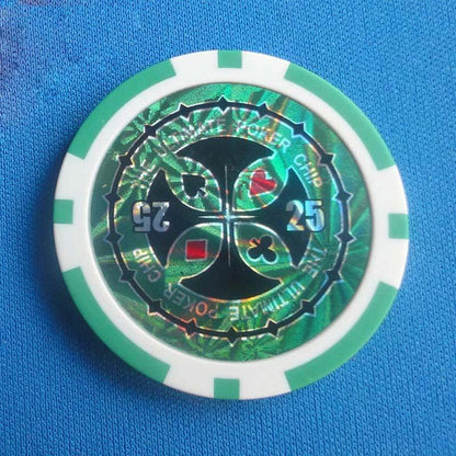 Mandotos ABS plastic high-end two-color poker and baccarat game chips, durable casino-style gaming coins.