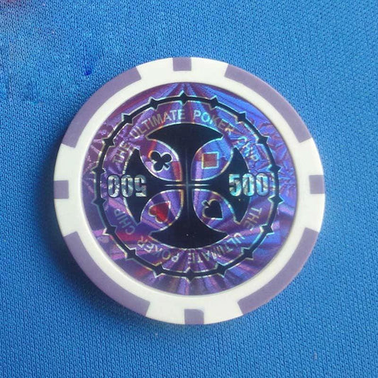 Mandotos ABS plastic high-end two-color poker and baccarat game chips on a table for gambling or casino gaming.