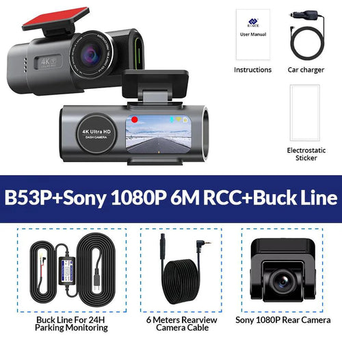 Mandotos Acceo 4K Ultra HD dash cam with dual lenses, WiFi, GPS, night vision, and parking mode for vehicle security.