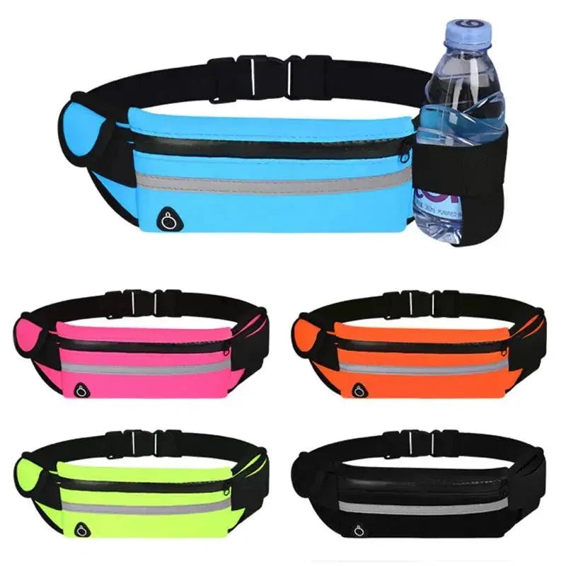 Mandotos Active Essentials waist bag with adjustable strap, black nylon material, front zipper pocket, and compact design for active use.