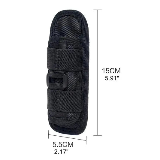 Mandotos Adventure Belt Flashlight Carrier with adjustable straps and durable nylon material for outdoor activities.