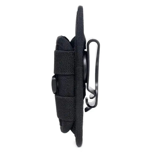 Mandotos Adventure Belt Flashlight Carrier worn around the waist, designed to hold and secure a flashlight during outdoor activities.
