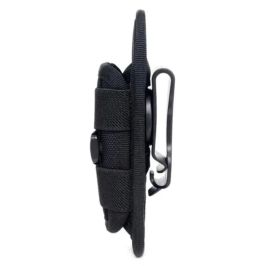 Mandotos Adventure Belt Flashlight Carrier worn around the waist, designed to hold and secure a flashlight during outdoor activities.