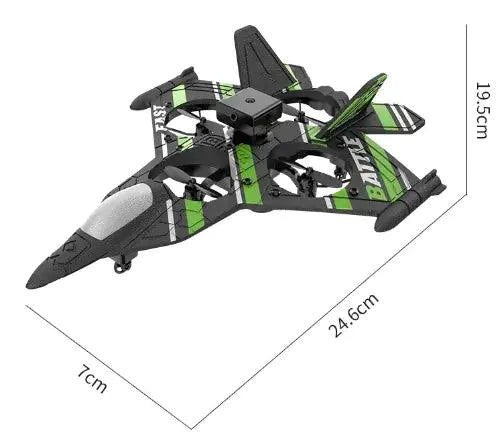 Mandotos Adventure Bubble Flyer RC Plane flying outdoors with colorful design and open sky in the background.