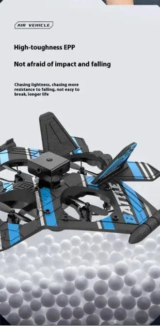 Mandotos Adventure Bubble Flyer RC plane flying outdoors with colorful bubble design and propeller in motion.