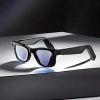 Mandotos AI camera smart glasses with sleek design, featuring integrated camera lenses and comfortable frame for hands-free photography.