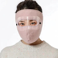 Mandotos Airy Outdoor Face Cover worn outdoors, lightweight fabric with adjustable ear loops for comfortable protection.