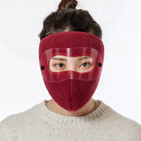 Mandotos Airy Outdoor Face Cover worn by a person, lightweight fabric mask for outdoor protection and comfort.
