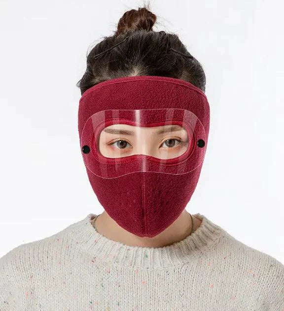 Mandotos Airy Outdoor Face Cover worn by a person, lightweight fabric mask for outdoor protection and comfort.