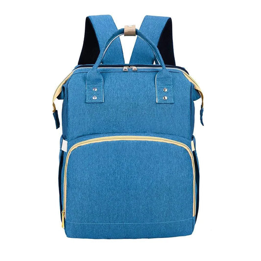 Mandotos All-in-One Stroller Diaper Backpack with multiple compartments and adjustable straps, designed for parent convenience.