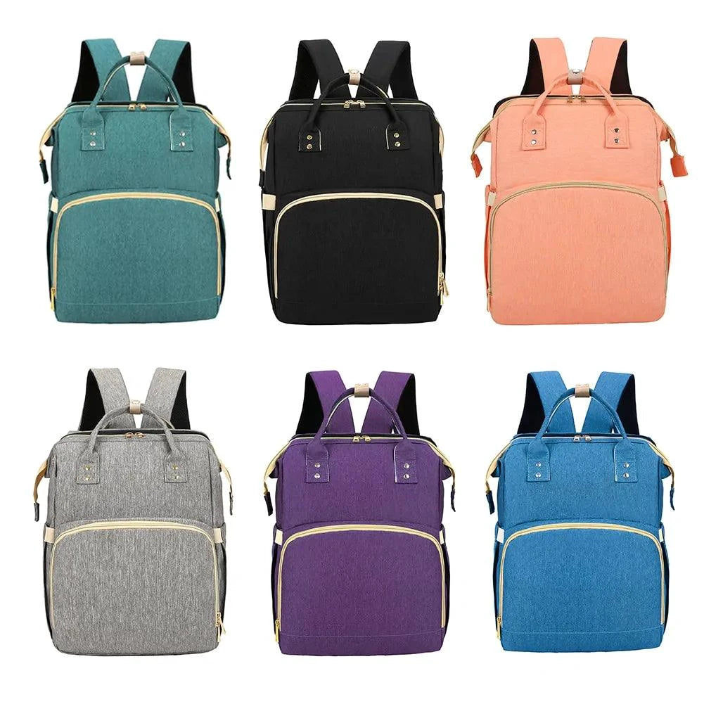 MANDOTOS All-in-One Stroller Diaper Backpack with multiple compartments and adjustable straps, designed for convenient parent on-the-go use.