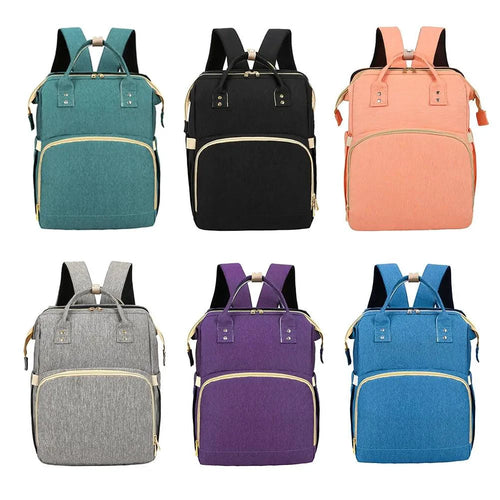 MANDOTOS All-in-One Stroller Diaper Backpack with multiple compartments and adjustable straps, designed for convenient parent on-the-go use.