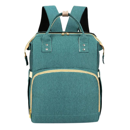 MANDOTOS all-in-one stroller diaper backpack with multiple compartments and adjustable straps, ideal for parents on the go.