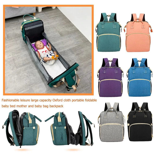 MANDOTOS all-in-one stroller diaper backpack with multiple compartments and adjustable straps, designed for parents on the go.