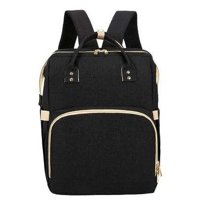Mandotos all-in-one stroller diaper backpack with multiple compartments, adjustable straps, and convenient design for parents.