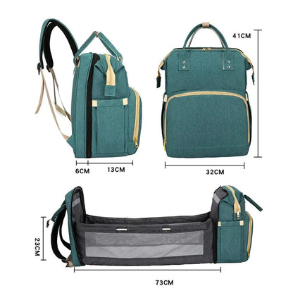 Mandotos All-in-One stroller diaper backpack with multiple compartments and adjustable straps for convenient parenting.
