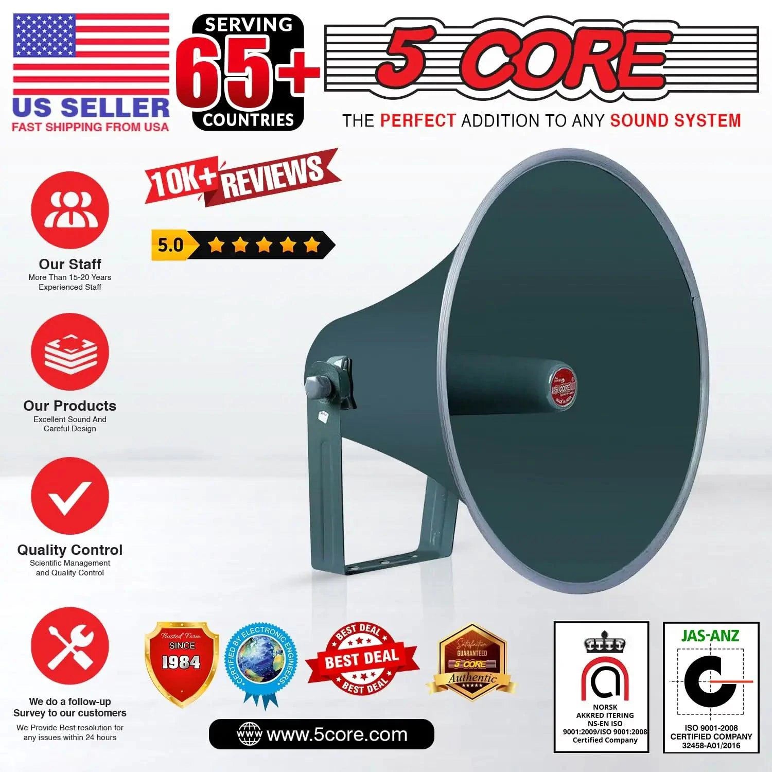 Mandotos all-weather 16-inch PA speaker horn with durable construction and weather-resistant design for outdoor sound amplification.
