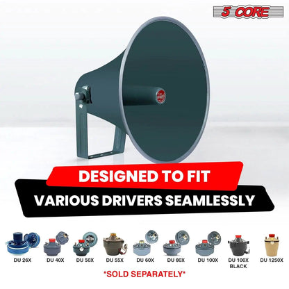 Mandotos 16-inch all-weather PA speaker horn with rugged design, ideal for outdoor public address and sound reinforcement.