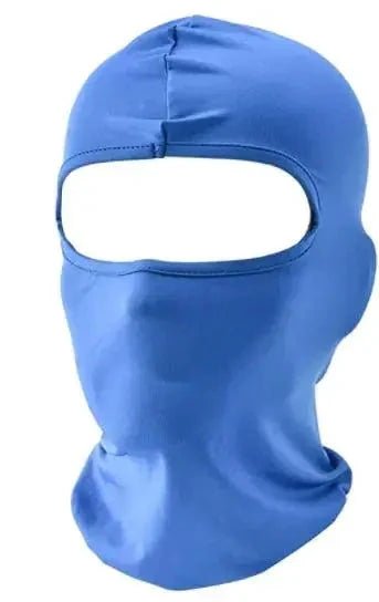 Mandotos Alpine full face cover in black, designed for outdoor protection, showing the snug fit and breathable fabric.