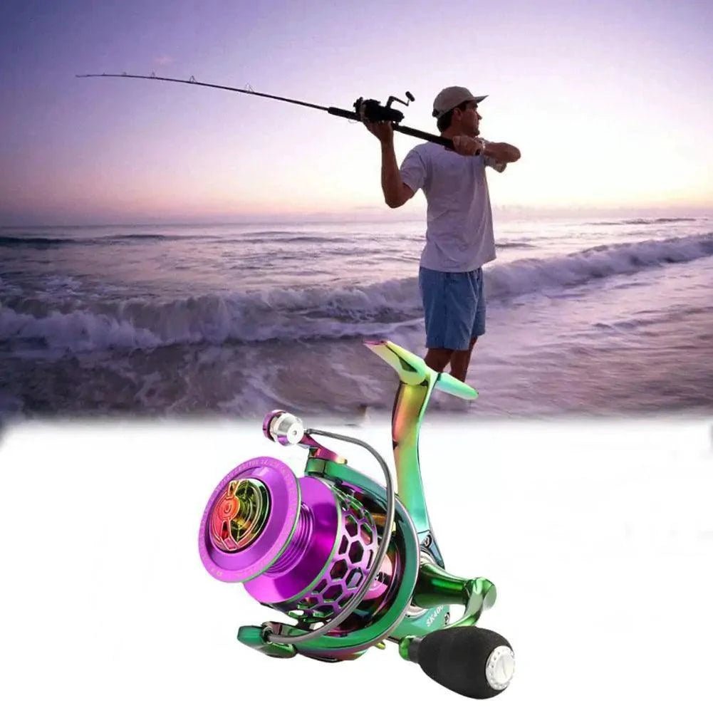 Mandotos AluSpin Reel Master fishing reel with metal handle and sleek design, ideal for freshwater and saltwater fishing.